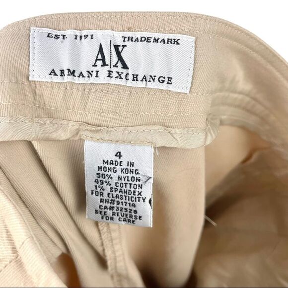 VINTAGE 90’s Armani Exchange Slim Straight Tan Stretch Pants Size 4 - Picture 6 of 7